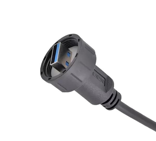 케이블(나사형)로 오버몰드된 USB 남성 - 남성