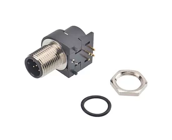 M12 곡선 홀 소켓 (PCB, 나사 M12*1, 큰 볼륨)