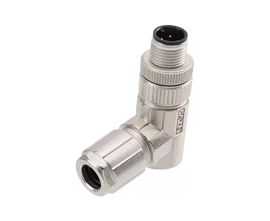 M12 각진 수컷 금속 조립 플러그 (솔더)