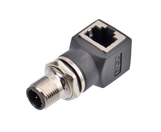 M12 각진 수컷에서 RJ45 어댑터