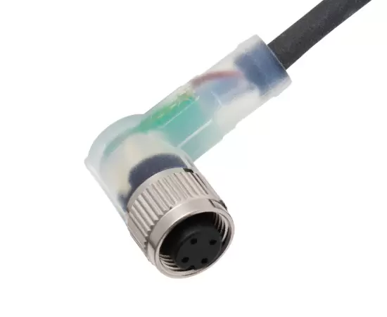 M12 각진 암컷 오버 모드 플러그 (LED)