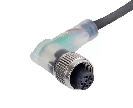 M12 각진 암컷 오버 모드 플러그 (LED)