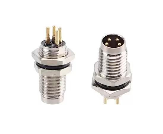 M8 남성 전면 마운트 소켓 (PCB, 나사 M8*0.5, 금속 인터페이스)