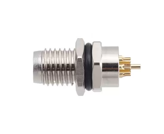 M8 수컷 백 마운트 소켓 (솔더, 나사 M8*1, 금속 인터페이스)