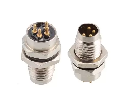 M8 수컷 백 마운트 소켓 (PCB, 나사 M8*1, 금속 인터페이스)