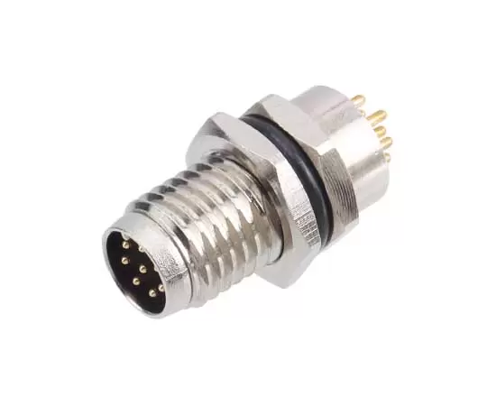 M8 수컷 백 마운트 소켓 (PCB, 나사 M8*1, 금속 인터페이스)