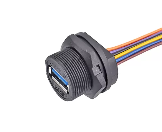 와이어가있는 USB 암컷 등 마운트 리셉터클 (나사산)