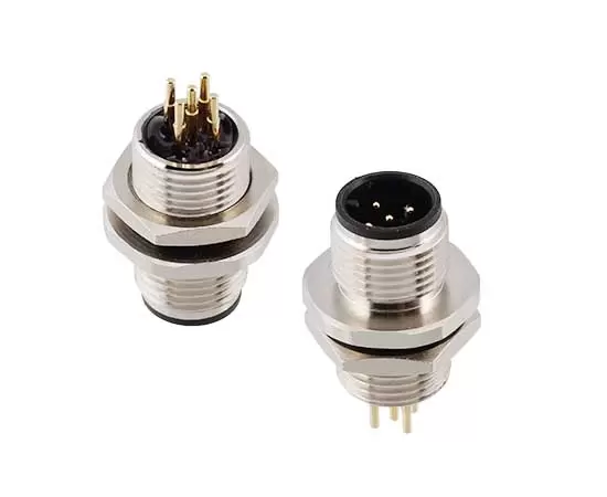 M12 남성 전면 마운트 소켓 (PCB 나사 M12*1)