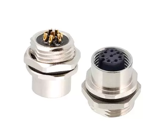 M12 여성 전면 마운트 소켓 솔더 나사 M16*1.5/PG9