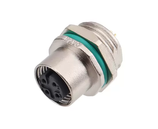 M12 아연 합금 쉘 암컷 전면 마운트 소켓 솔더 나사 M16*1.5/PG9