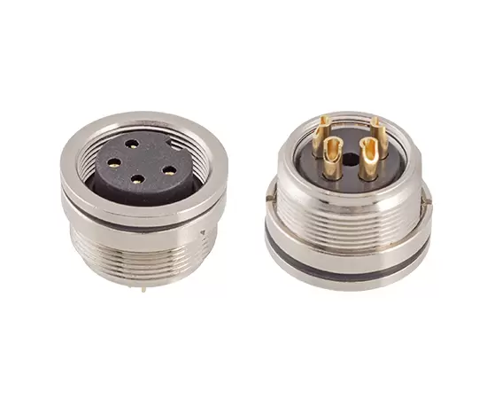 M16 암컷 전면 마운트 소켓 (솔더, 나사 M18*0.75)