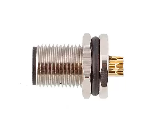 M12 수컷 백 마운트 소켓 (솔더, 나사 M12*1)