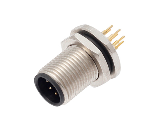 M12 수컷 백 마운트 소켓 (PCB, 나사 M12*1)