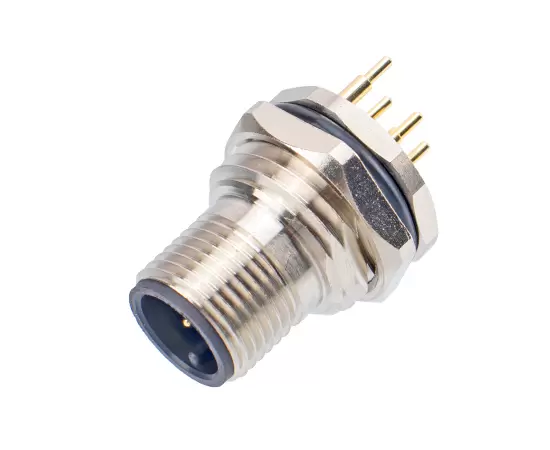 M12 Male Back Mount 소켓 (PCB, 접지 유형)