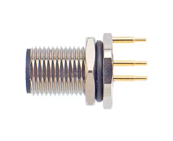 M12 수컷 백 마운트 소켓 (PCB, 나사 M12*1, 접지 유형)