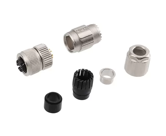 M12 스트레이트 여성 금속 조립 플러그 (데이터 유형, 솔더, PG9)