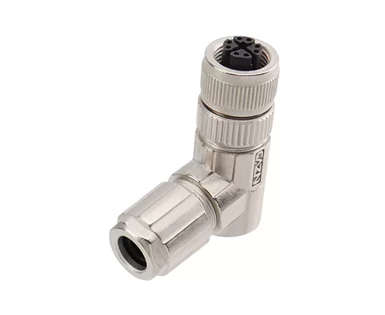 M12 각진 여성 금속 조립 플러그 (데이터 유형, 솔더, PG9)