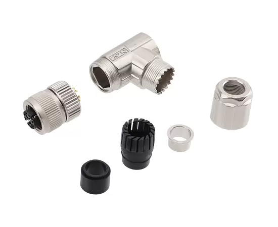 M12 각진 여성 금속 조립 플러그 (데이터 유형, 솔더, PG9)