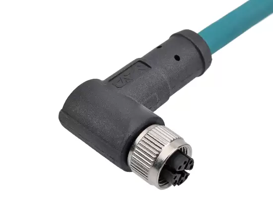 M12 각진 암컷 오버 모드 플러그 (데이터 유형, 차폐)