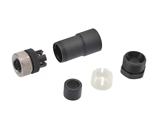 M12 스트레이트 여성 플라스틱 조립 플러그 (전원 유형, 나사)