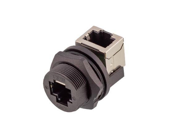 RJ45 암컷에서 여성 (90 °) 등 마운트 마운트 리셉터클 (나사)