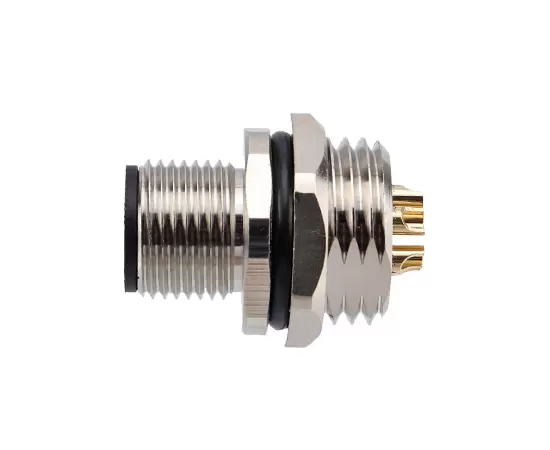 M12 남성 전면 마운트 소켓 (전원 유형, 솔더, 나사 M16*1.5/PG9)