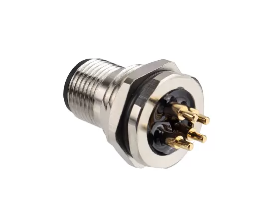 M12 수컷 백 마운트 소켓 (전원 유형, PCB, 나사 M16*1.5/PG9)