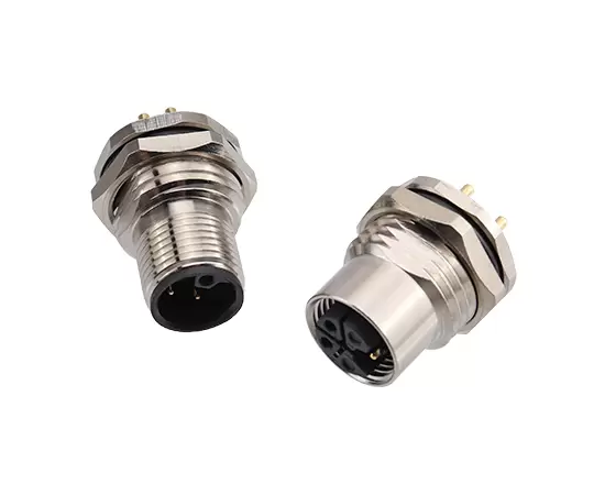 M12 수컷 백 마운트 소켓 (전원 유형, PCB, 나사 M16*1.5/PG9)