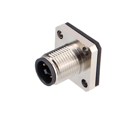 M12 Square Flange 수컷 소켓 (전력 유형, 솔더, 14*14)
