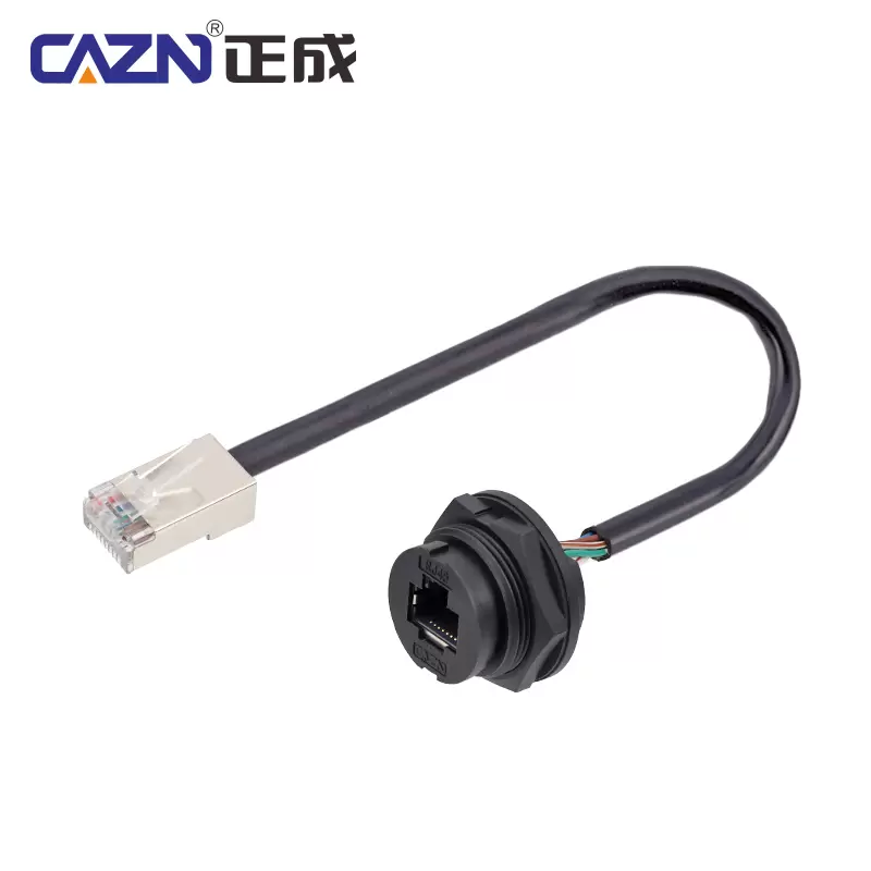 RJ45 와이어 접착제가있는 암컷 등 마운트 리셉터클 (Bayonet)