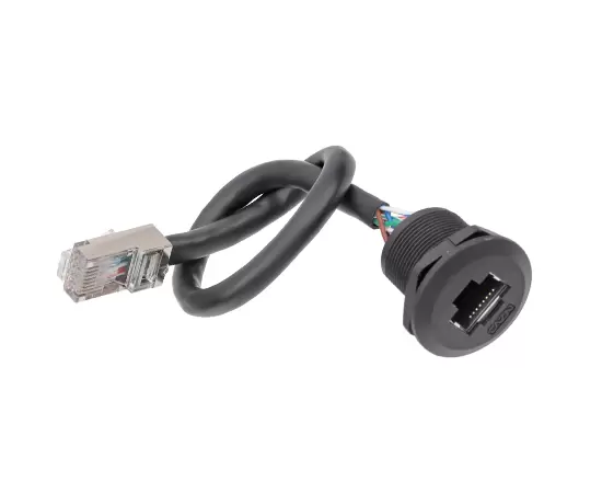 EP-RJ45 패널 전면 설치 여성 소켓/와이어 접착제 충전물이있는 남성 직선 플러그 (나사산)