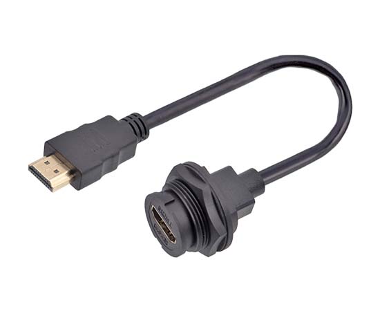 E16 HDMI 여성 후면 패널 마운트 리셉터클에 대한 남성 케이블 (Bayonet)