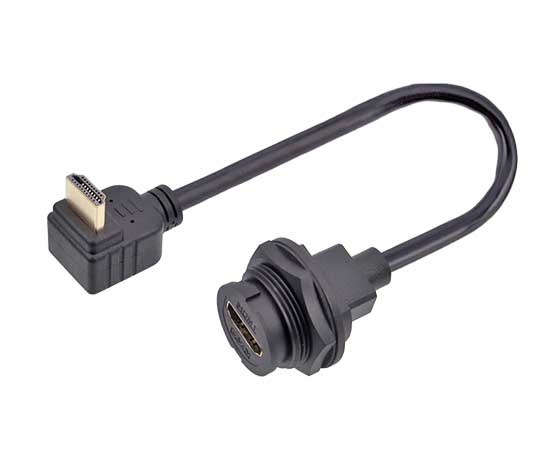 E16 HDMI 암 암후 패널 마운트 리셉터클에 R/A 남성 케이블 (Bayonet)