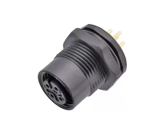 M12 암 백 마운트 소켓 (PCB, 나사 M15*1, 플라스틱 유형)