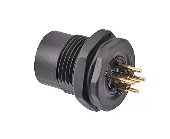 M12 암 백 마운트 소켓 (PCB, 나사 M15*1, 플라스틱 유형)