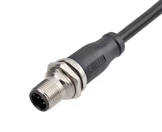 M12 차폐 튜브 배선 하네스가있는 M12 성형 수컷 소켓 1m 2m 5m 케이블 길이