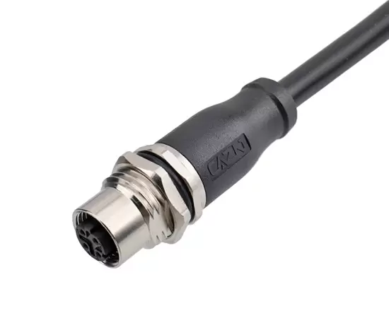 M12 차폐 튜브 배선 하네스가있는 M12 성형 여성 소켓 1m 2m 5m 케이블 길이