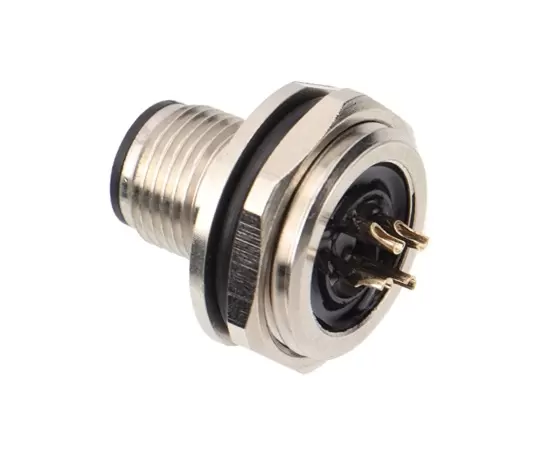 M12 남성 전면 마운트 소켓 솔더 나사 PG11