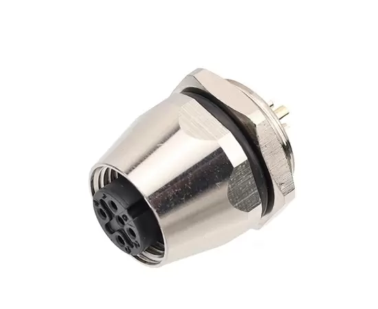 M12 암 전면 마운트 소켓 (솔더, 나사 PG9, 총알 타입)