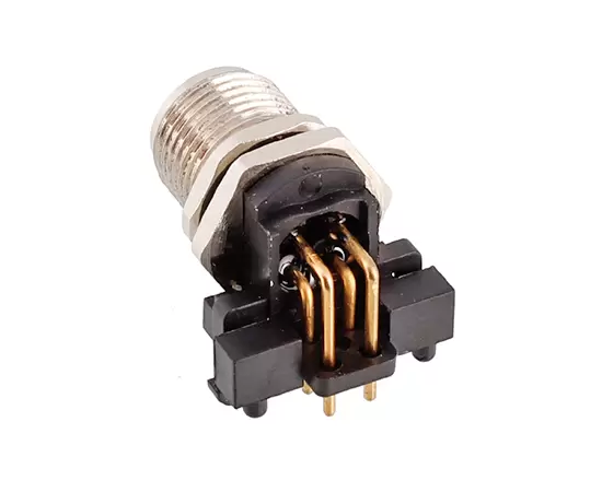 M12 곡선 바늘 소켓 (PCB, 나사 M12*1)